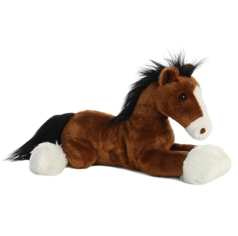 Peluche Fino Caballo Café Con Blanco Captain 30cm