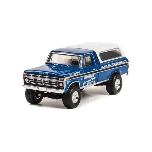 JUGUETE CAMIONETA A ESCALA GREENLIGHT 1:64 FORD F-250 AZUL 1974 CAMPER BIGFOOT