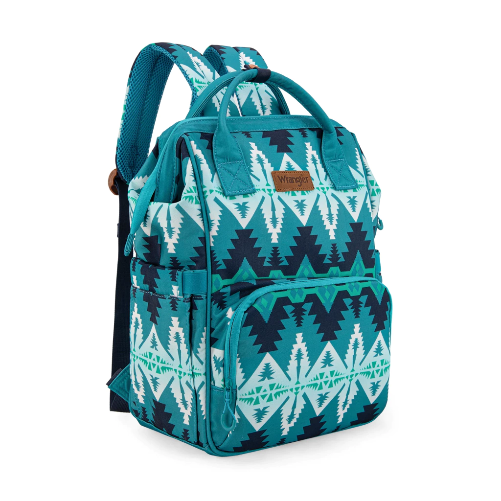 Bolso Mochila Pañalera Wrangler Azul Turquesa Marino Checotah WG2204-91102JN