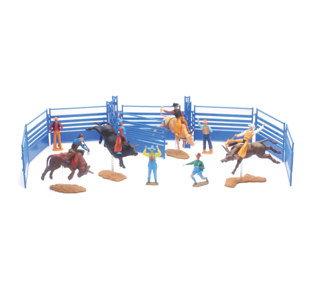Juguete Set Vaquero Western Rodeo Toros Vaqueros Jinetes Y Arena Rodeo