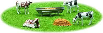 JUGUETE SET NEW RAY COUNTRY LIFE 4 VACAS CAF� Y NEGRO CON COMEDERO