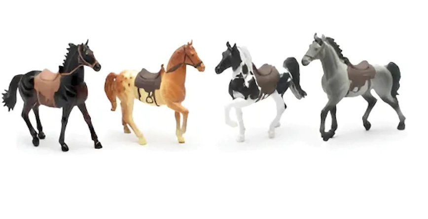 JUGUETE SET NEW RAY COUNTRY LIFE CABALLOS 4 CABALLOS CON MONTURA