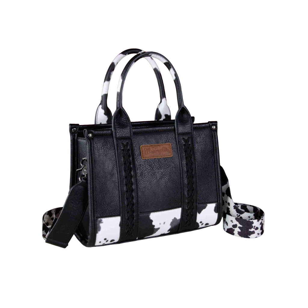 Bolsa Wrangler Tote Bag Tipo Piel Negra Base y Asa Print Vaca WG102-8120SBK