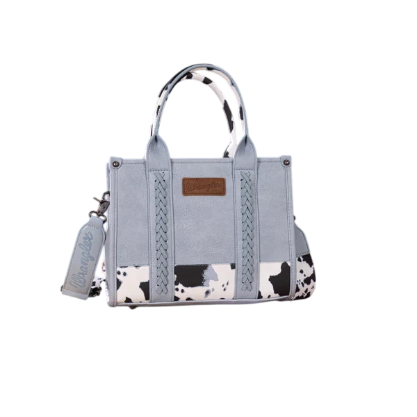 Bolsa Wrangler Tote Bag Tipo Piel Azul Cielo Base y Asa Print Vaca WG102-8120SBL