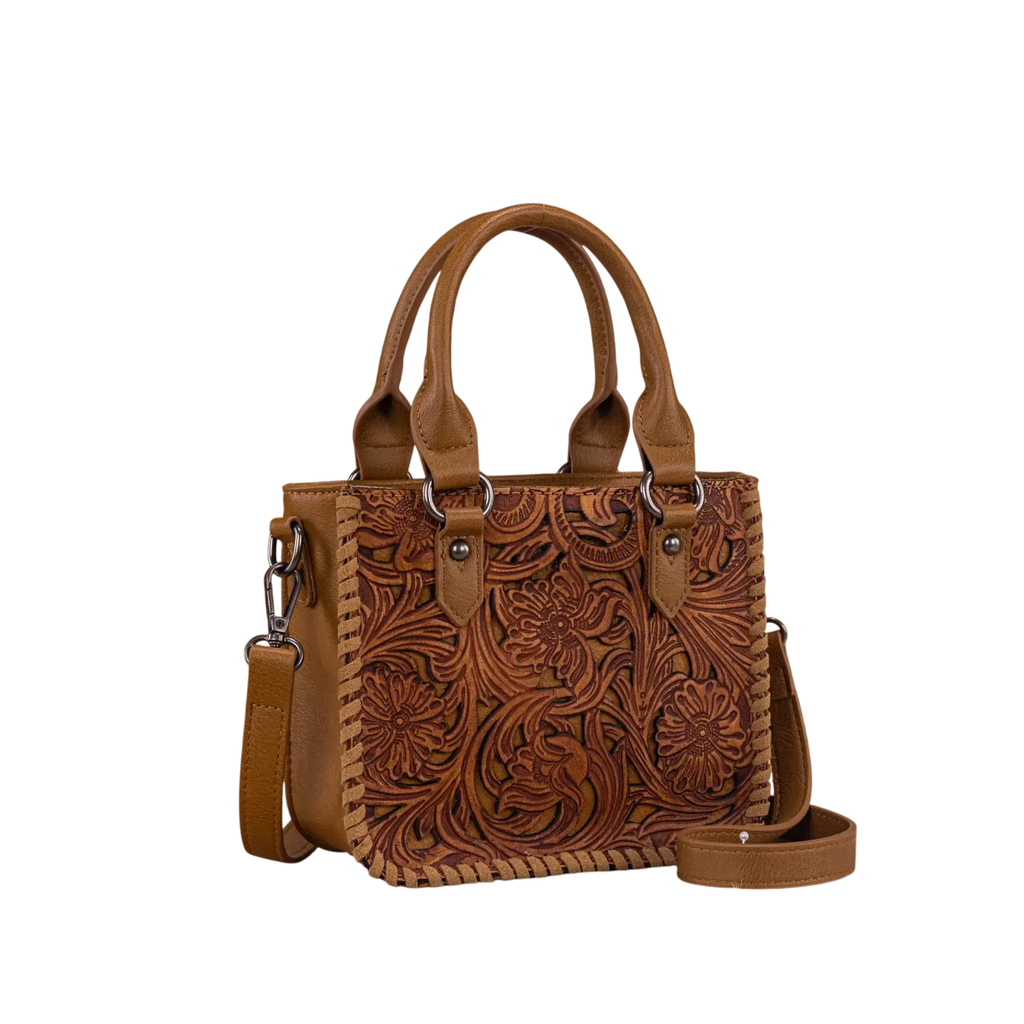 Bolso TrinityRanch Mini Tote Bag Cincelada Floral Cafe Claro