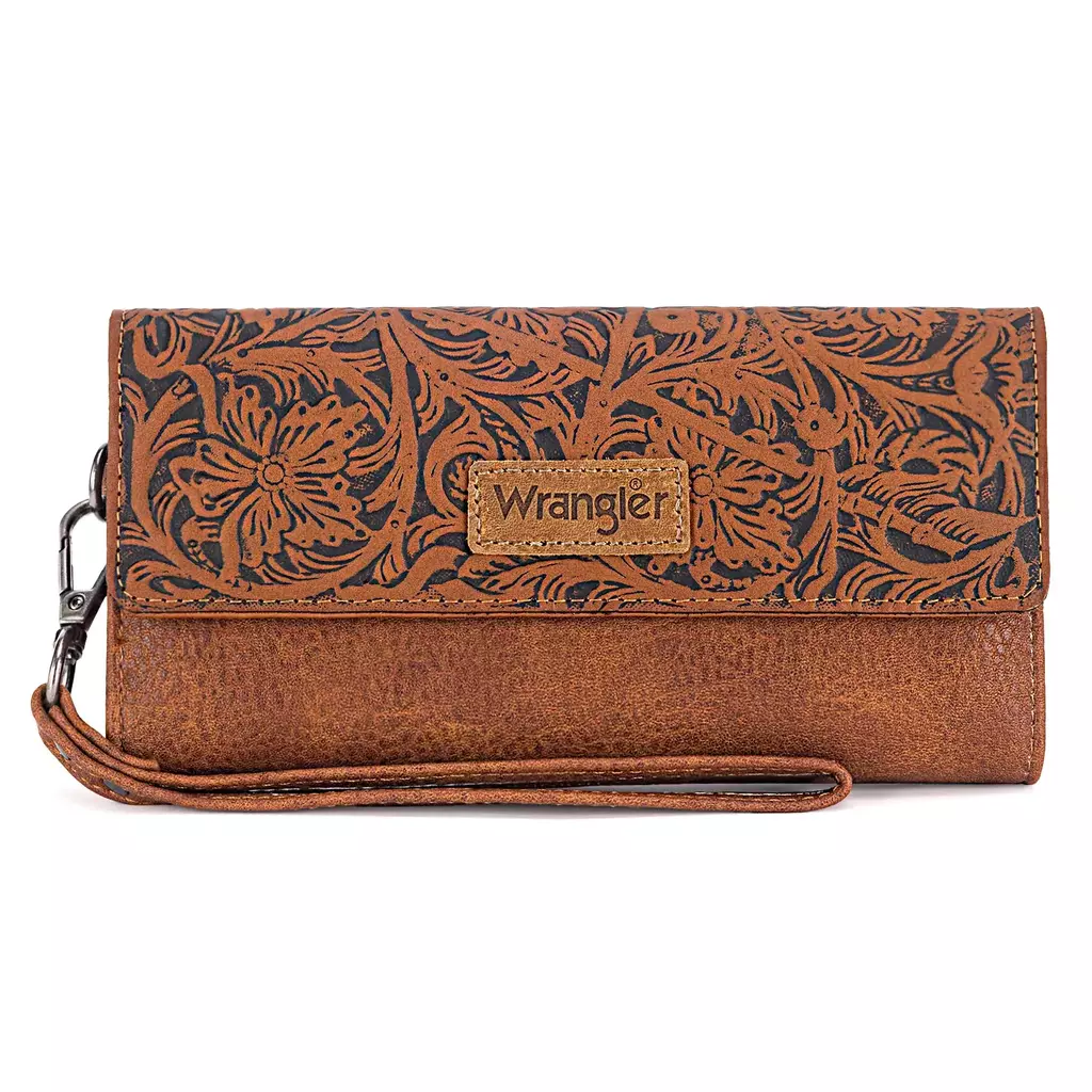 Cartera Wrangler Triple de Gran Capacidad Tapa Tipo Cincelado Miel Tan WG196-W056BR