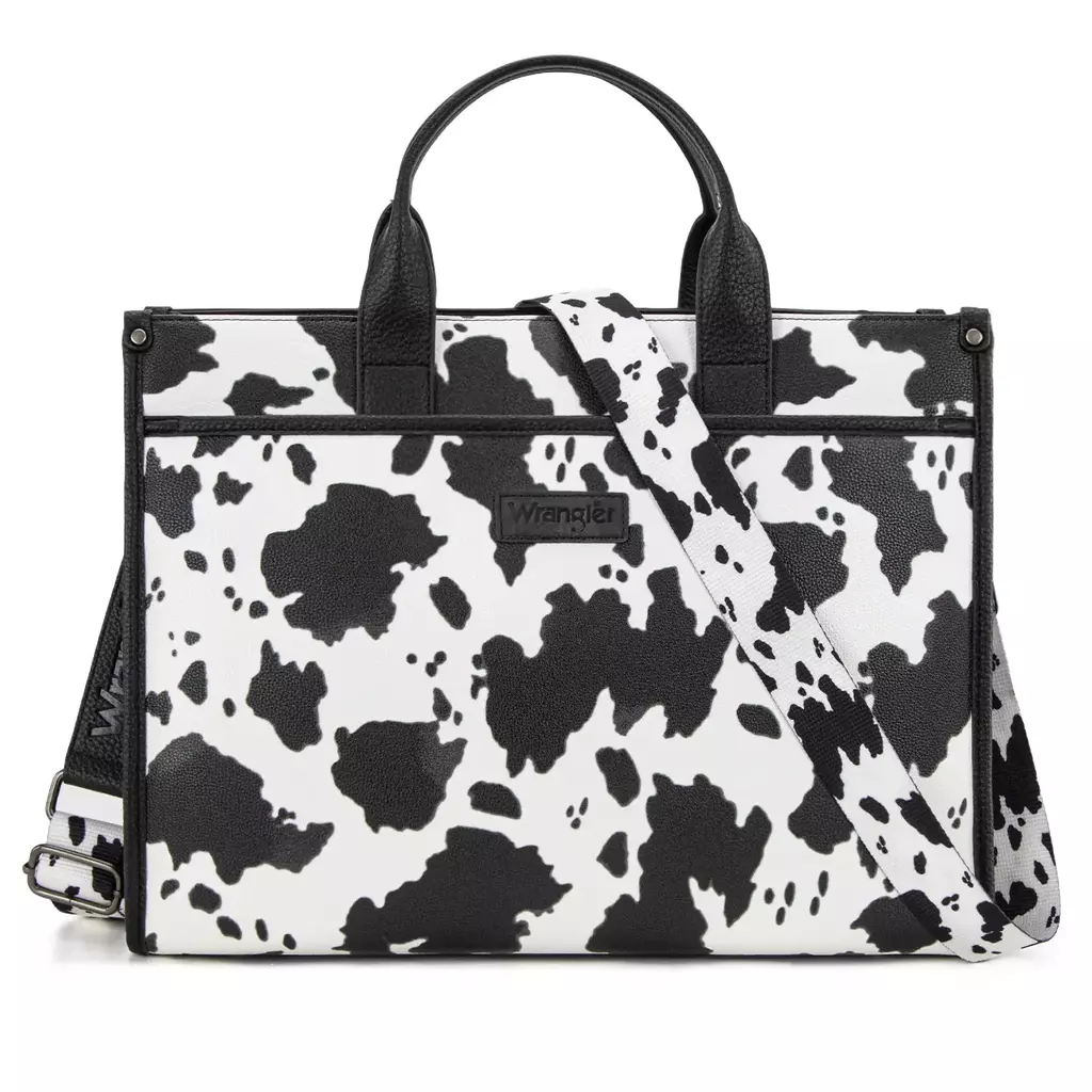 Bolso Wrangler Jumbo Tipo Piel Print Vaca Negro y Blanco WG288-8119COW-BK