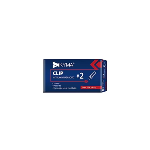 Clip metálico kyma cuadradito no.2 28mm c/100 pzs