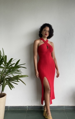 Imagem do VESTIDO MIDI COM ALÇAS CRUZADAS - VERMELHO