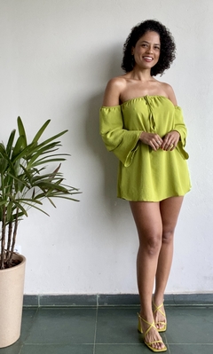 BLUSA BATA COM BABADOS NA MANGA - VERDE na internet