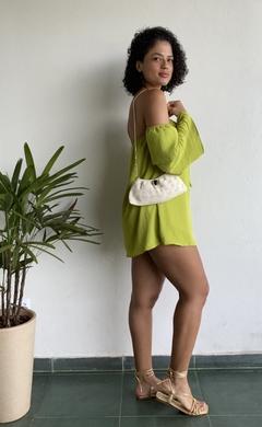 BLUSA BATA COM BABADOS NA MANGA - VERDE - UseBalook Moda Feminina