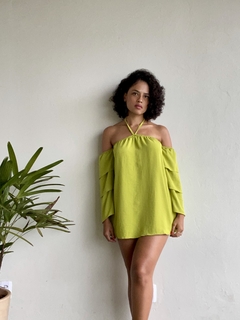 BLUSA BATA COM BABADOS NA MANGA - VERDE