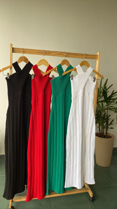 VESTIDO MIDI COM ALÇAS CRUZADAS - VERMELHO