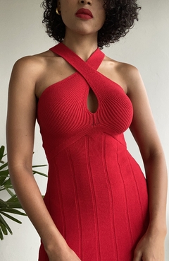VESTIDO MIDI COM ALÇAS CRUZADAS - VERMELHO - comprar online