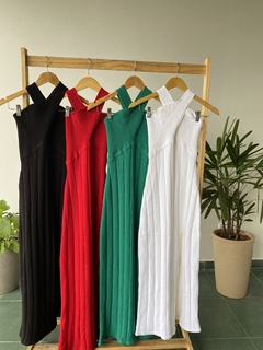 VESTIDO MIDI COM ALÇAS CRUZADAS - PRETO - loja online