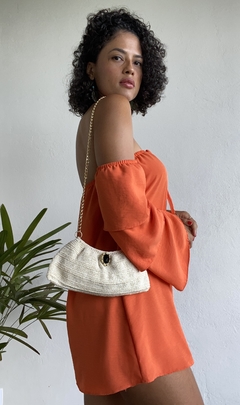 BLUSA BATA COM BABADOS NA MANGA - LARANJA - comprar online