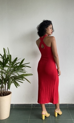 VESTIDO MIDI COM ALÇAS CRUZADAS - VERMELHO na internet