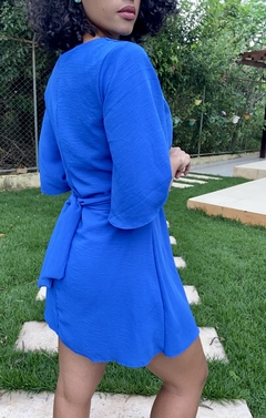 VESTIDO MANGA KIMONO - AZUL na internet