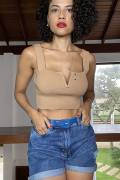 CROPPED DECOTE V - BEGE - UseBalook Moda Feminina