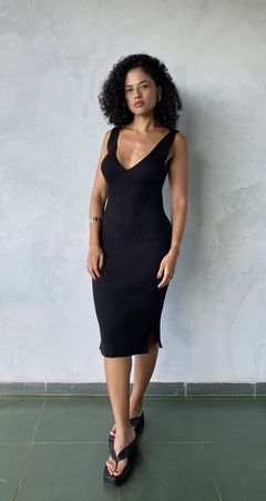 VESTIDO TRICÔ - DECOTE V - UseBalook Moda Feminina