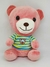 Ursinho Rosa De Pelúcia Roupinha Bordado Brinquedo Antialérgico - Pelúcias