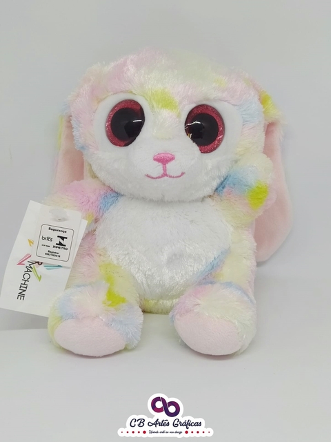 Coelha Mesclada Tie Dye Olhos De Glitter Pelúcia Br Machine - Brinquedo Páscoa