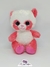Ursinho Branco Rosa Bordado Olhos De Glitter Pelúcia Br Machine Brinquedo - Pelúcias