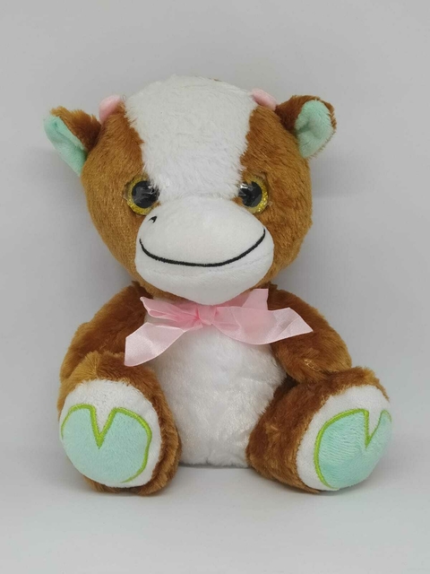 Vaquinha Bordada Laço Olhos De Glitter Pelúcia Br Machine Brinquedo - Pelúcias