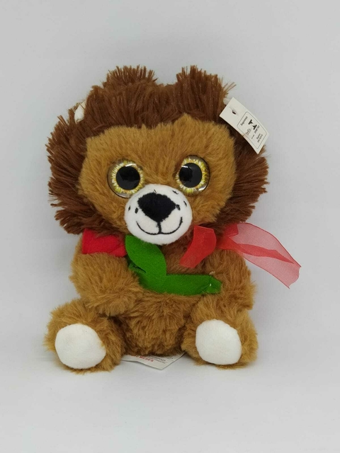 Leãozinho Com Flor Laço Olhos Qualhados Pelúcia Br Machine Brinquedo - Pelúcias
