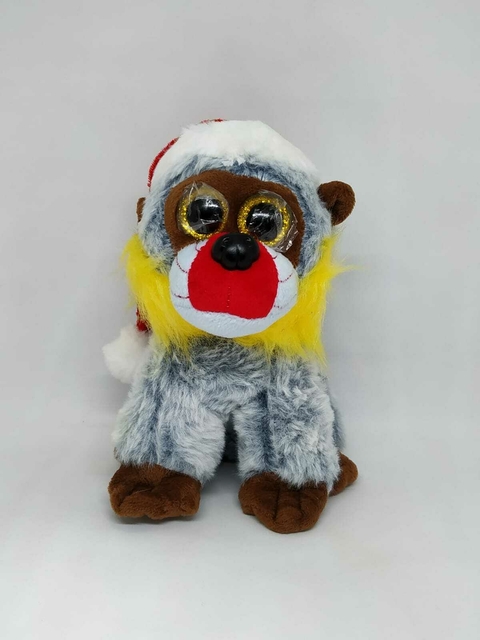 Mico Leão Dourado Gorro Natal Olhos De Glitter Pelúcia Br Machine Brinquedo - Pelúcias