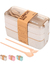 Lunch Box estilo Japonés de 3 niveles con cuchara y tenedor largos de fibra de trigo 900 ml en internet