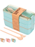 Lunch Box estilo Japonés de 3 niveles con cuchara y tenedor largos de fibra de trigo 900 ml - Encantadora