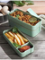 Lunch Box estilo Japonés de 3 niveles con cuchara y tenedor largos de fibra de trigo 900 ml en internet