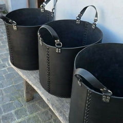 Canasto Cuero Negro