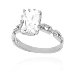 ANEL DE ELOS COM ZIRCÔNIA QUADRADA - BANHADO A DIAMANTE - comprar online
