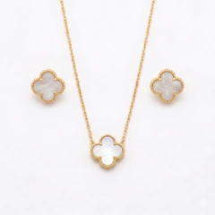 CONJUNTO TREVOS ESMALTADO DOURADO (aço) - loja online