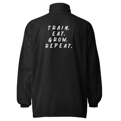 Jaqueta corta vento unissex bordada - Bulk Mode "Train. Eat. Grow. Repeat" - comprar online