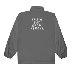 Jaqueta corta vento unissex bordada - Bulk Mode "Train. Eat. Grow. Repeat" - Ogre