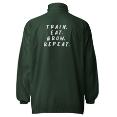 Jaqueta corta vento unissex bordada - Bulk Mode "Train. Eat. Grow. Repeat" - comprar online