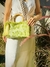 Bolsa Handmade Feita a Mão Artesanal Alça Bambu Natural Estampada em Tecido Jacquard Verde Detalhe Lateral Croche PEQUENA na internet