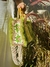 Bolsa Handmade Feita a Mão Artesanal Alça Bambu Natural Estampada em Tecido Jacquard Verde Detalhe Lateral Croche PEQUENA - Karine e Flávia Semi Joias