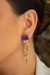 Brinco Base Retangular Pedra Fusion com Franjas em Canutilho Banhado/ Folheado em Ouro 18k e Prata - comprar online