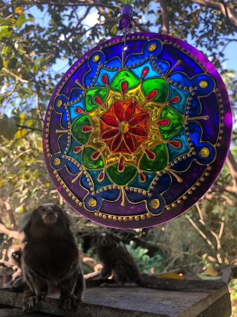 Mandala Índigoluz vitral 15cm