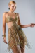 Vestido Party Gold Franjas & Recortes - THERESA