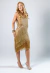 VESTIDO DE FRANJAS E STRASS DOURADO
