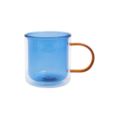 Caneca Dueto com Parede Dupla de Vidro 350ml - Azul