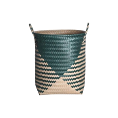 Cesto Étnico Tramado com Alças 40cm - Verde Escuro