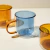 Caneca Dueto com Parede Dupla de Vidro 350ml - Azul - yugen 