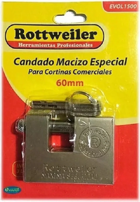 CANDADO MACIZO P/ CORTINAS (3 LLAVES COMP) "ROTTWEILER"