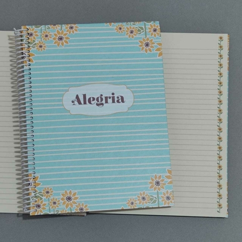Caderno Colegial 18x25 Capa Dura 198 páginas GIRASSÓIS Alegria